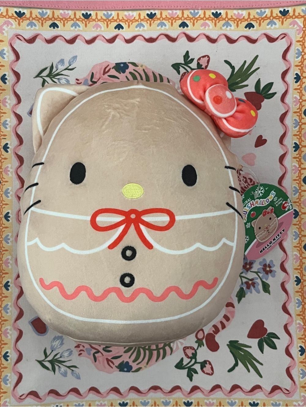 sanrio squishmallows hello kitty 2023 holiday gingerbread plush - new with tags